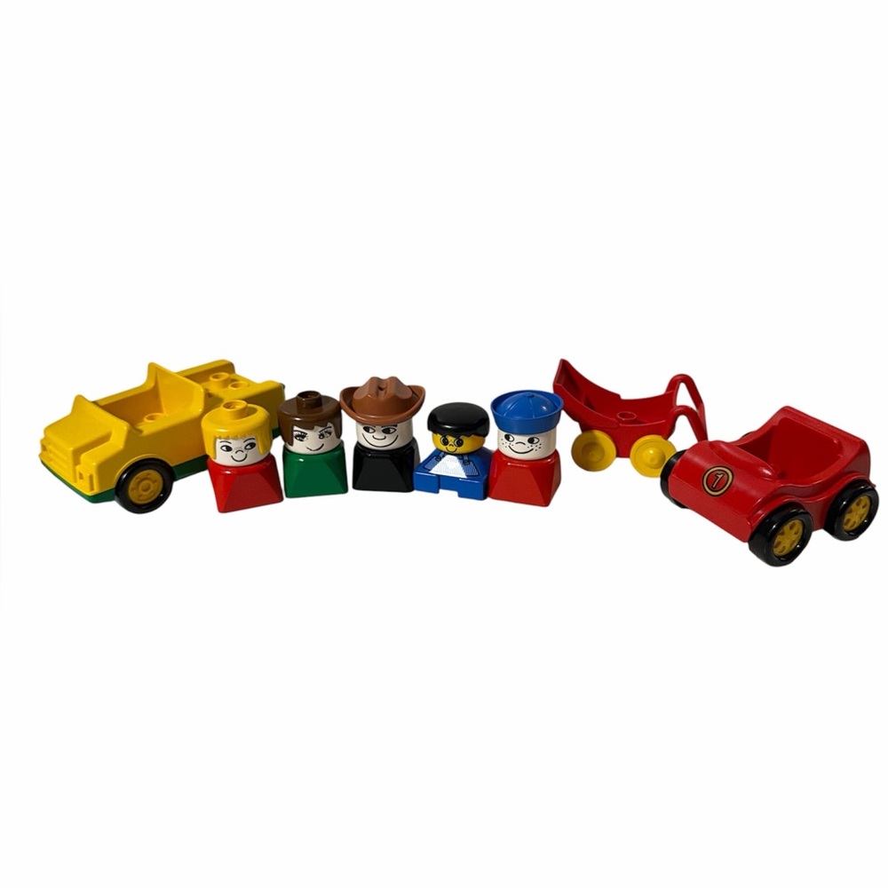 Vintage LEGO DUPLO Bundle Mini Figures Lot 8 Pieces 90’s Car Go Kart Kinderwagon